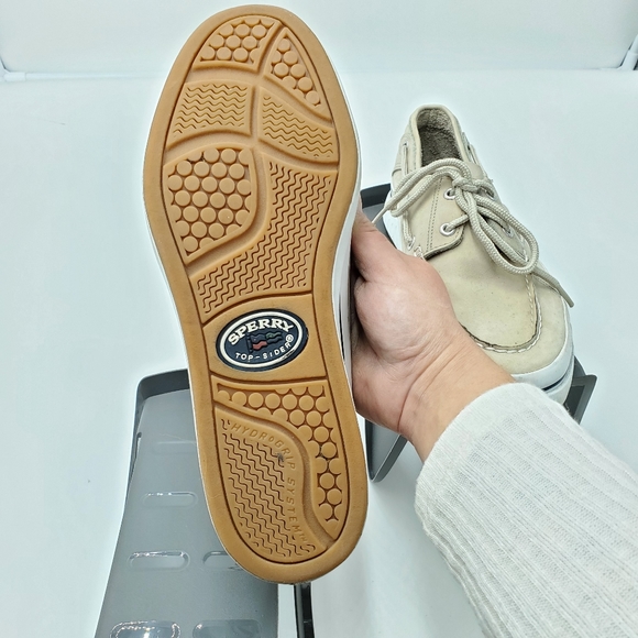 Sperry Top Sider Tan White Boat Shoes Mens sz 9M - Picture 2 of 8